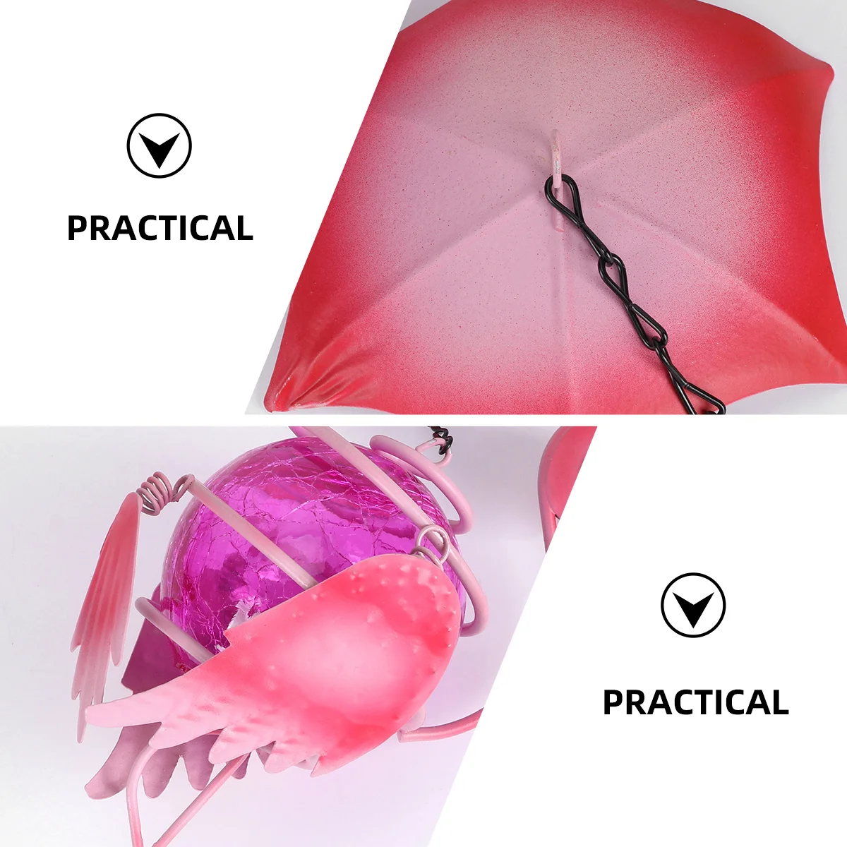 فلامنغو معلقة زخرفة ثلاثية الأبعاد كرة زجاجية الحديد الحرفية حديقة الديكور الإبداعية الحيوان الرياح الرنين ديكور المنزل جدار قلادة #2