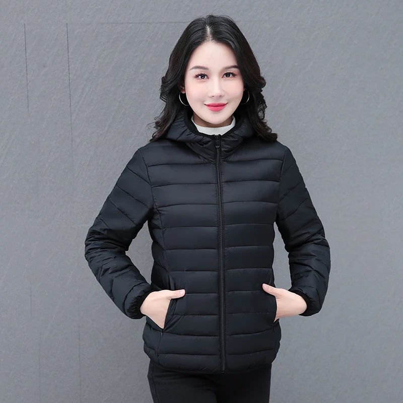 المرأة الجديدة الخريف والشتاء المألوف فضفاضة ومتعددة الاستخدامات خفيفة الوزن كليب على معطف القطن الإناث عارضة مقنعين سترة دافئة #1