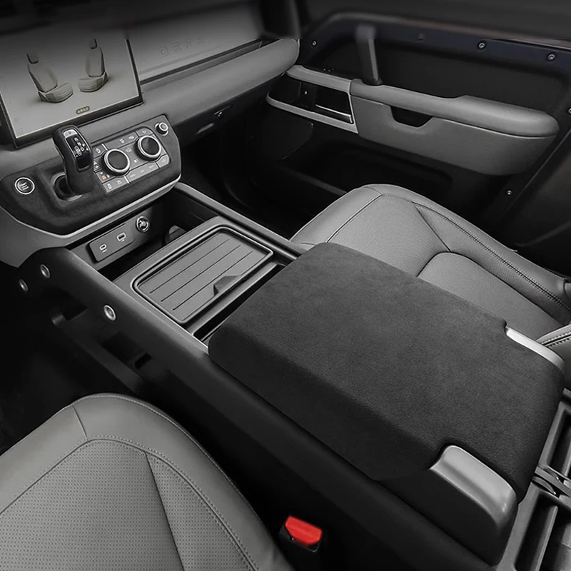 

Super Suede Leather For Land Rover Defender Car Inierior Central Console Armrest Box Lid Gear Lever Cover Mouldings Acccessories