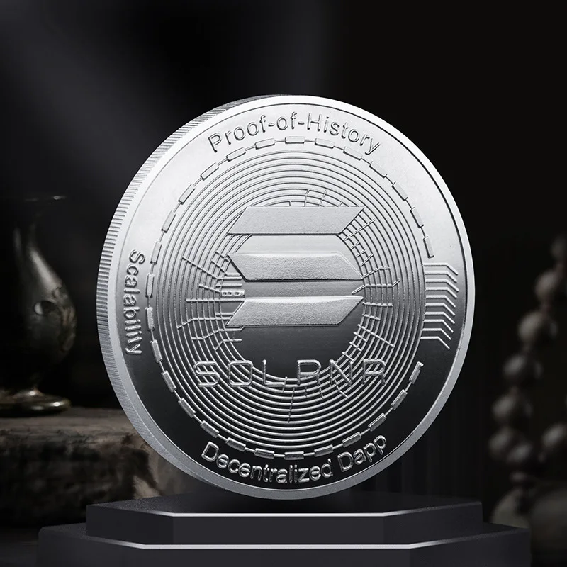 SOLANA عملات تذكارية هدايا إبداعية مطلية بالذهب والفضة عملات بيتكوين قابلة للجمع لتزيين المنزل