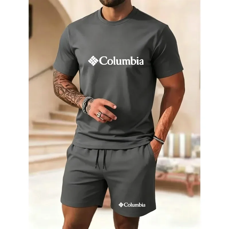 2026 Summer Men's New Outdoor Sports Set - Round-neck Short-Sleeved T-shirt + Jogging Shorts - Casual and Loose Two-Piece Set view 4
