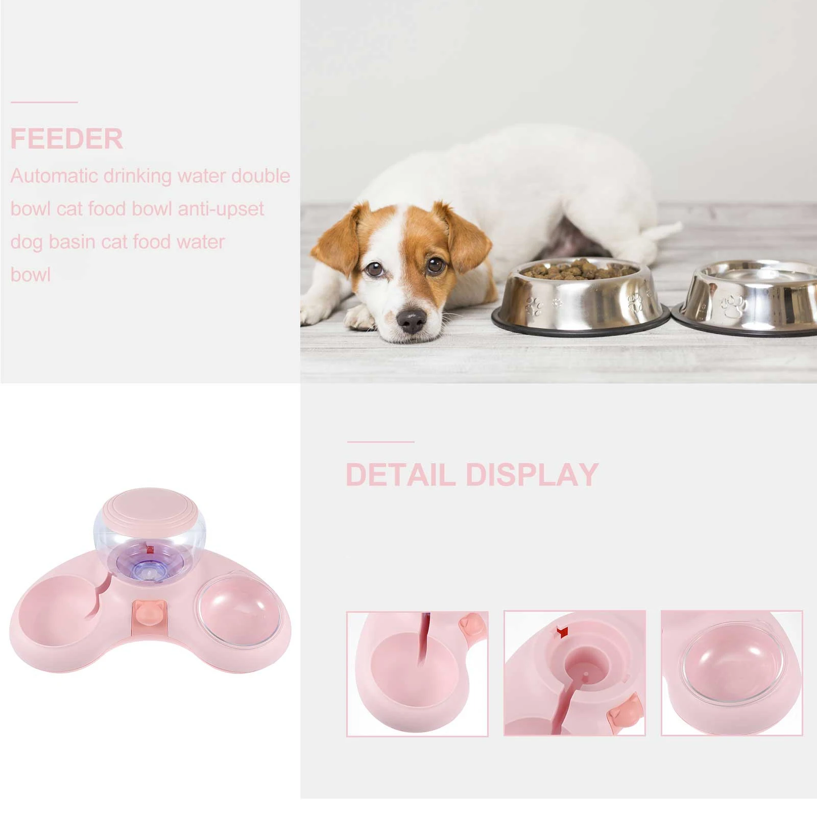 

Automatic Cat Feeder Durable Material Dog Feeder Double Bowls Container Pet Bowl Pet Supplies For Busy Owners