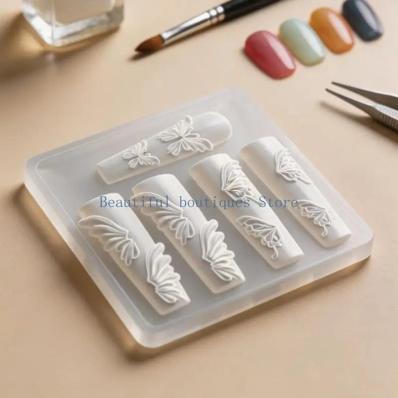 U4LF Professional Grade Transparent Silicone Mold With Intricate Butterfly Detailing Manicure Mould For Creative Accessories