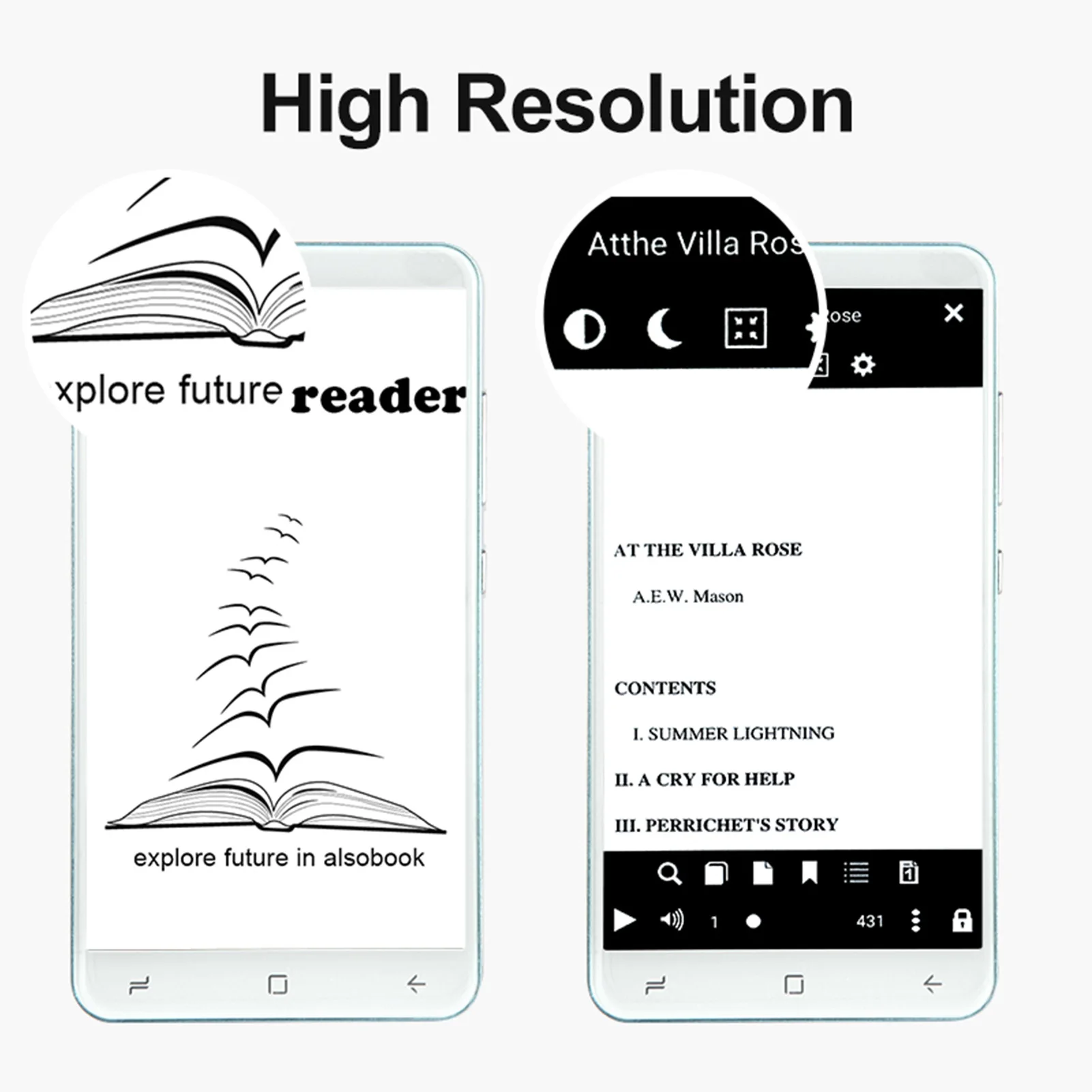 قارئ الكتب الإلكترونية 5 بوصة قارئ الكتب الإلكترونية 2500mAh 1G 8G شاشة سعوية بدون حبر WIFI إعدادات متعددة للصوت