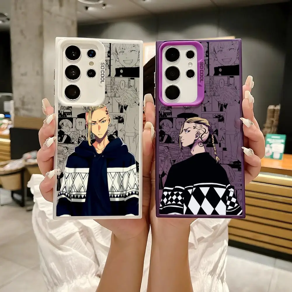 Anime D-Draken Phone Case For Samsung Galaxy S25 Edge S24 S23 S22 S21 S20 Ultra Silicone Colorful Silver Phone Case