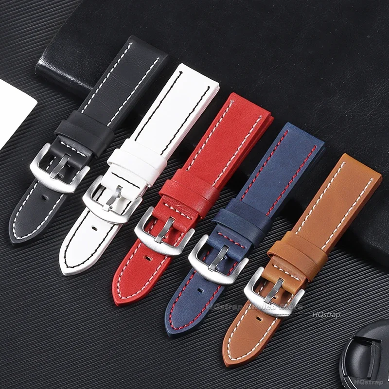 الجلود أشرطة ساعات يد 18 مللي متر 20 مللي متر 22 مللي متر 24 مللي متر الأشرطة النساء الرجال حزام الساعات ساعة اكسسوارات البني الأسود الأزرق حزام استبدال حزام