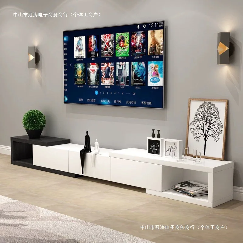 Special Offer Modern Simple Retractable Floor Cabinet Narrow TV Cabinet Coffee Table Combination Small Apartment Living Room