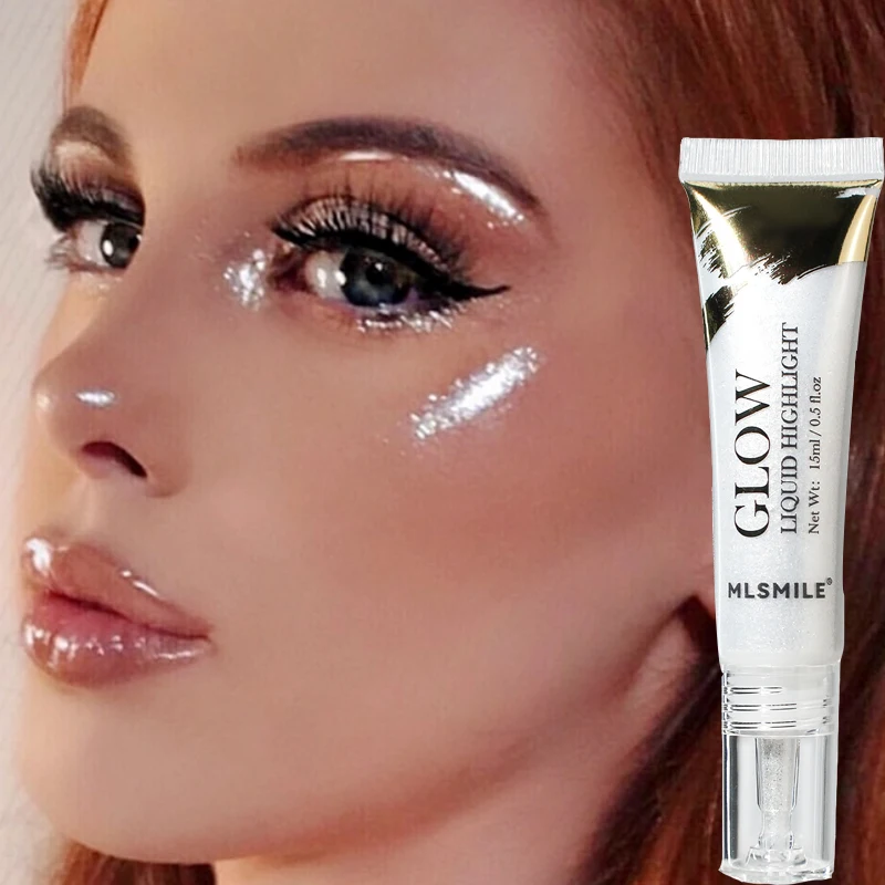 Resaltador de brillo de diamante líquido nacarado impermeable, brillo de larga duración, iluminador líquido, palo de ojos, Cosméticos de maquillaje