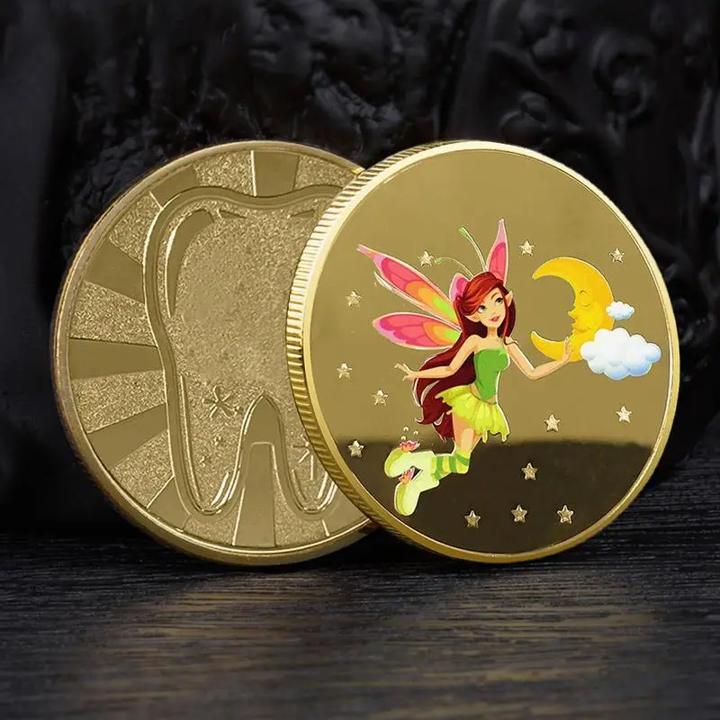 Tooth Fairy Coin Durable Tooth Fairy Gold Plated Commemorative Coin Creative And Funny Kids Tooth Change Gifts