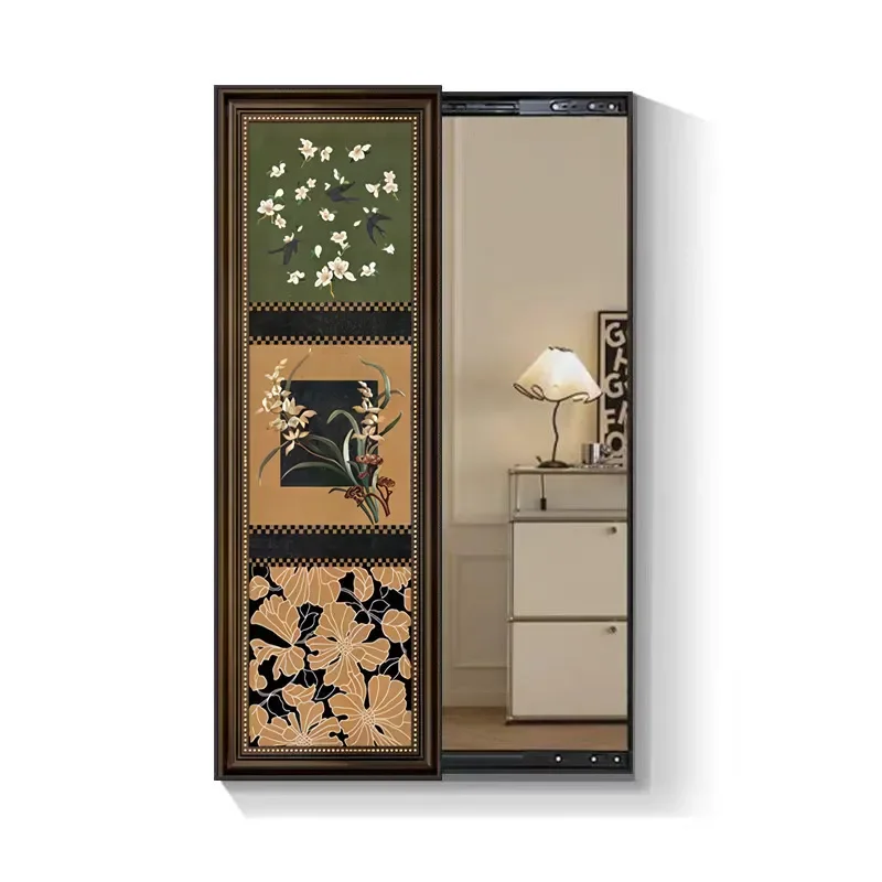 Classic Hidden Full Body Mirror Push Pull Wall Mounted Decorative Entrance Fitting for Home Hallway