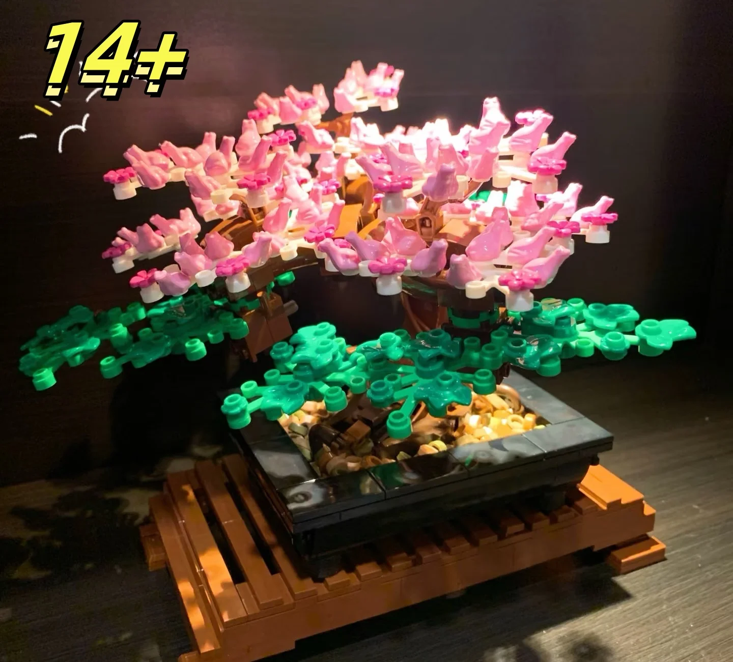 

878 шт., дерево бонсай, букет цветов, строительный блок, кирпичная модель, семейное настольное растение, подарок на день рождения в горшке