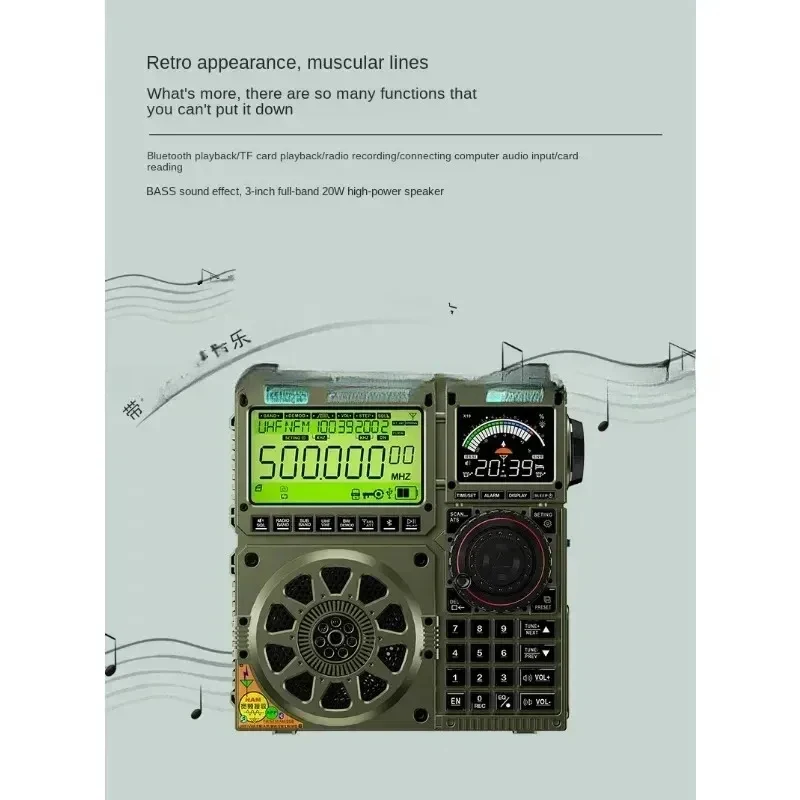 HRD-C919 FM MW SW Shortwave VHF UHF WB Multi- Portable Aviation Band Radio Receiver
