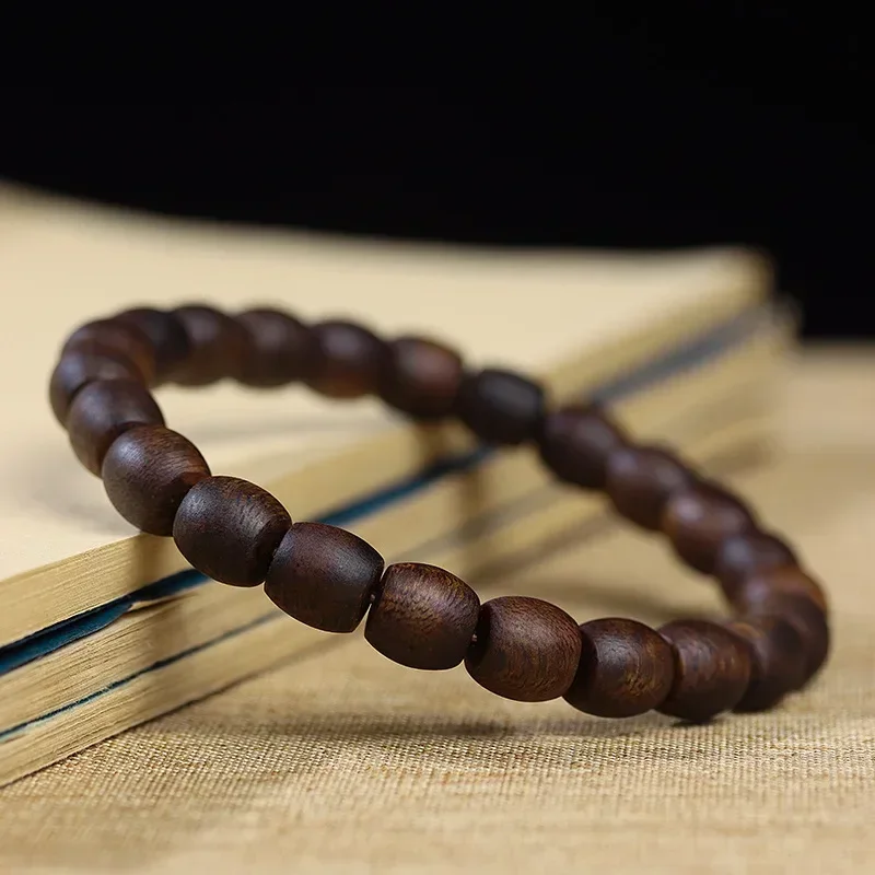 Tarakan-pulsera de madera de agar Kyara, material antiguo natural, barril con forma de bulto, cuentas de Buda sumerjadas de nueve puntos, diversión