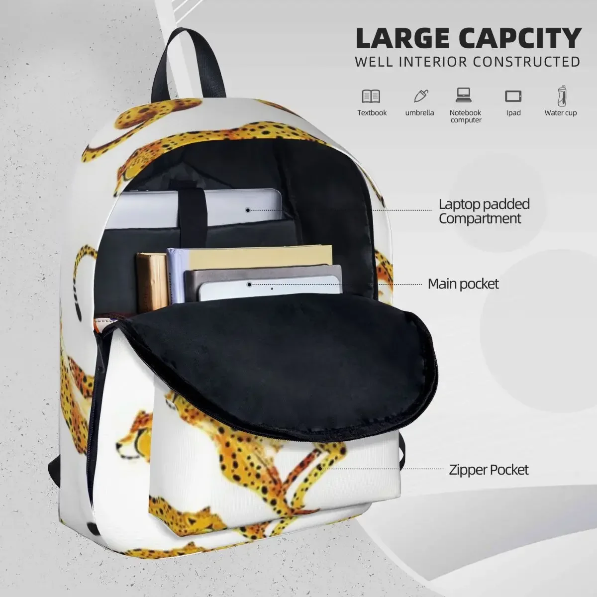 Cheetahs Backpack Casual Children School Bag Laptop Rucksack Travel Rucksack Large Capacity Bookbag