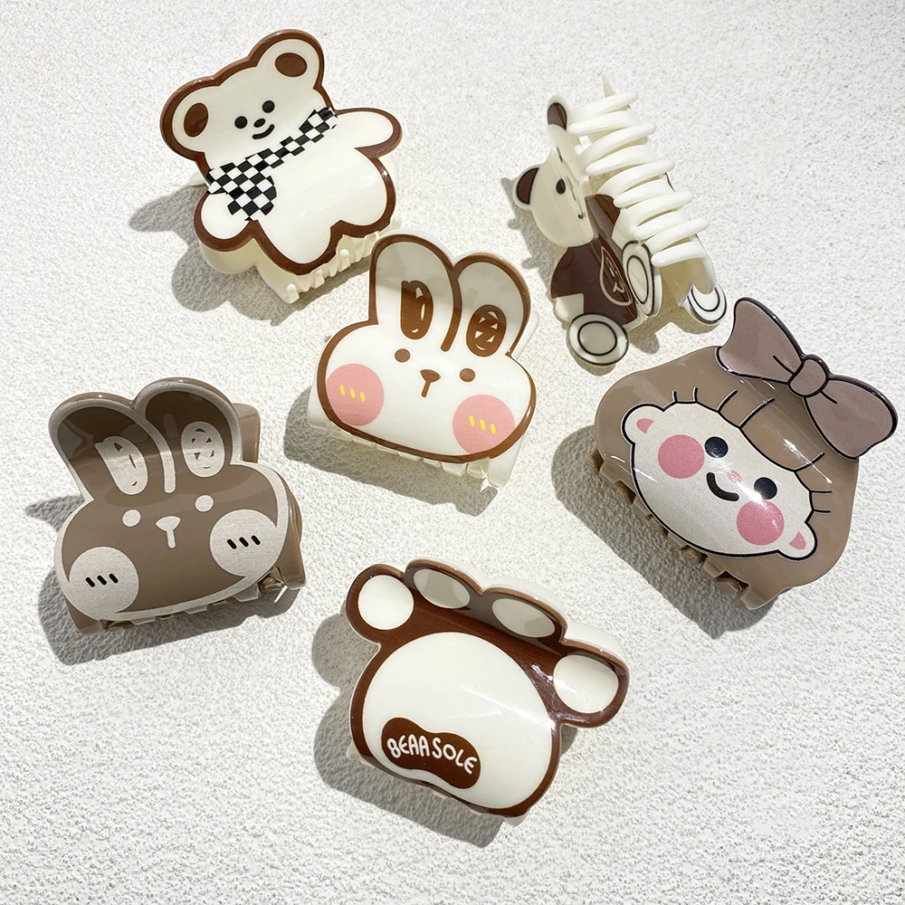 

Cute Cartoon Bear Paw rabbit Shape Shark Hair Clip Claw For Women Girls Acrylic Hearpin Headwear Trendy Hair Accessories Tool