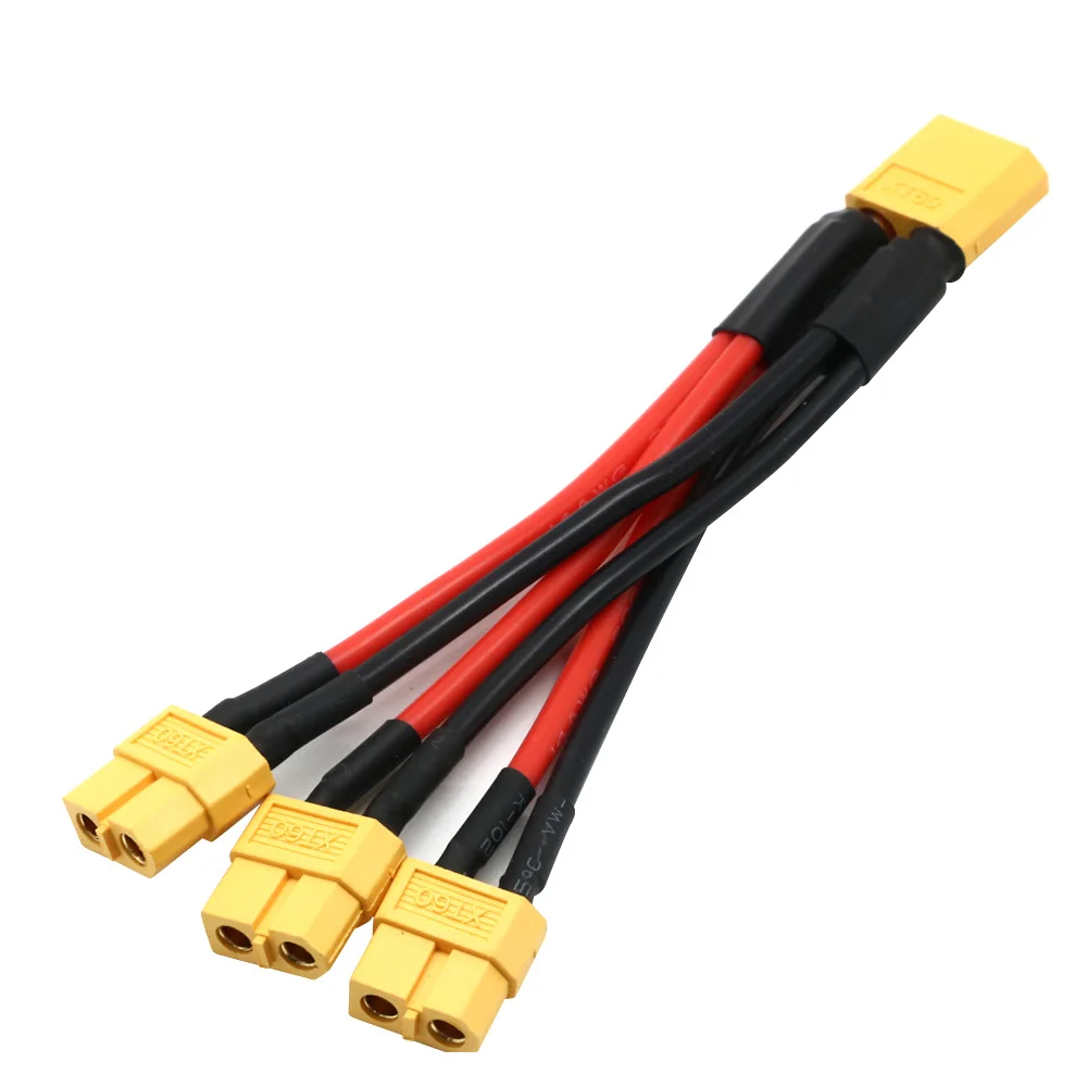 XT60 1 bis 2 1 bis 3 Parallelbatterieanschluss Stecker/Buchse Kabel Dual Extension Y Splitter Silikondraht 14AWG für RC Batterie ESC – Detail 6