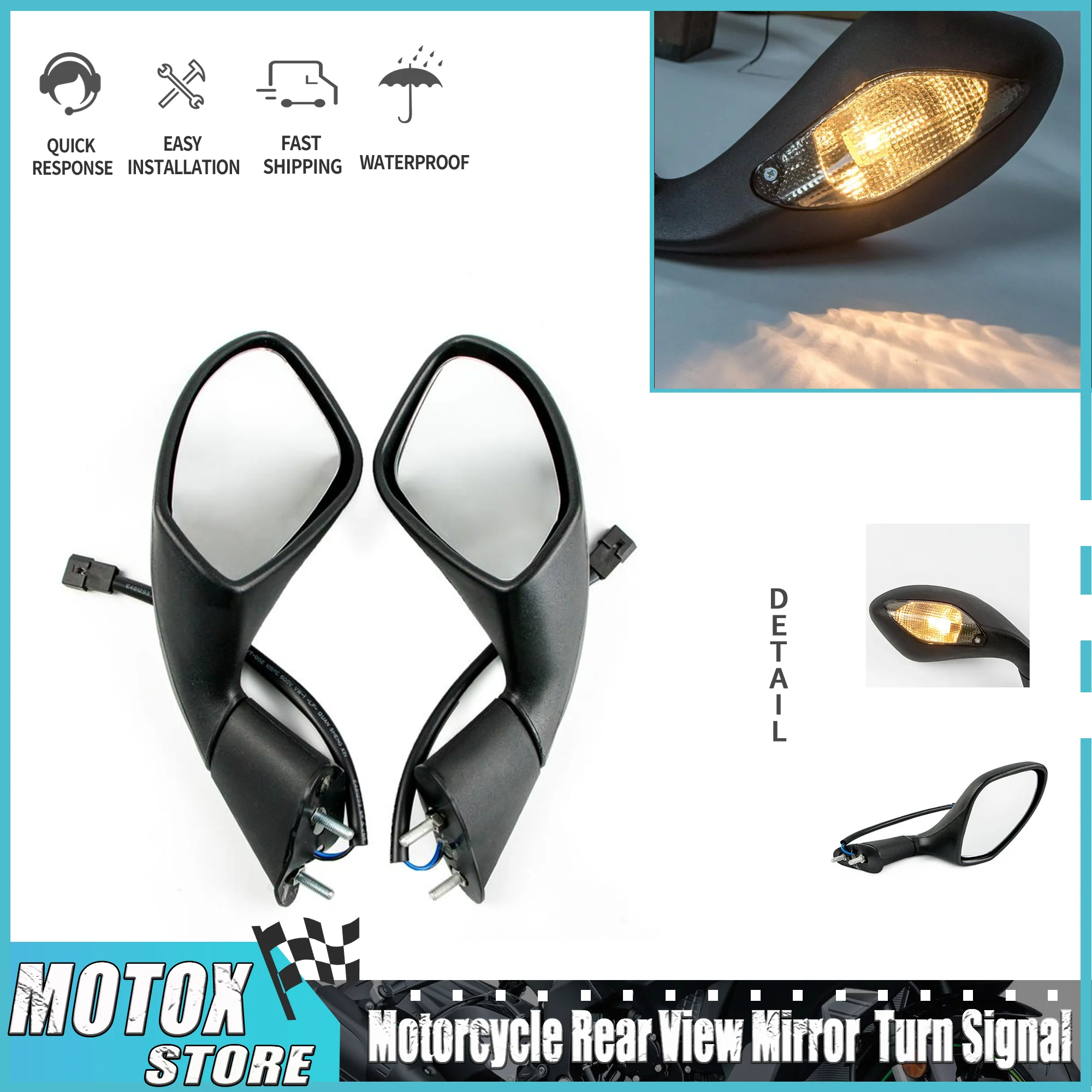 

Motorcycle Rear View Mirror Turn Signal Fit for 2004 - 2016 Aprilia RSV4 2015 2014 2013 2012 2011 2010 2009 Rearview Mirrors