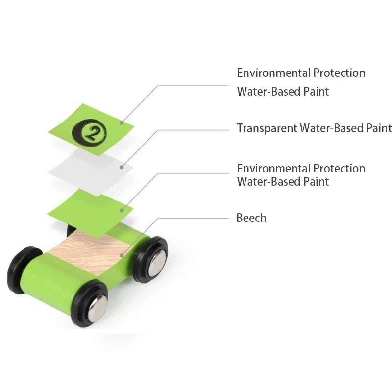 Coche de carreras de inercia para niños, 4 piezas, pista de madera, deslizamiento, Mini tren Digital, accesorios, Juguetes