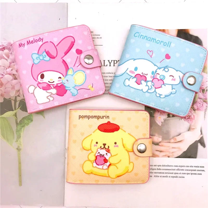 Hello Kitty Coin Pouch Cute Purse Mini Wallet Zipper Sanrio Kuromi Lipstick Bags Melody Bag Keychain Clutch Card Holder Gifts PU