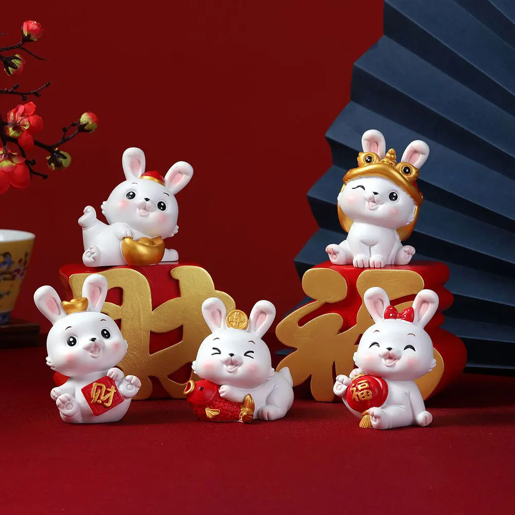 

Bunny Ornament Resin Figurine Stuffed Rabbit Miniatures Figurines Ornaments Work Office Desk Decor