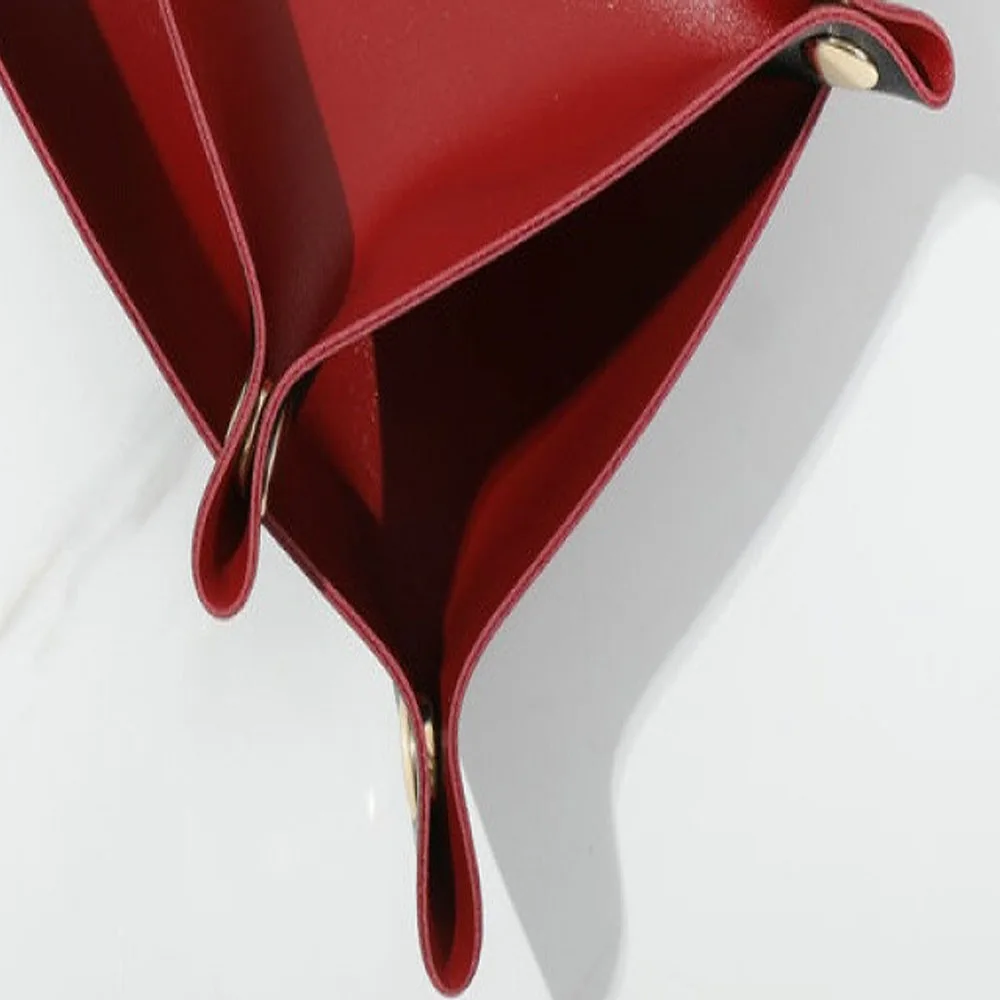 

2PCS Nordic Leather Desktop Storage Tray PVC Leather Jewelry Cosmetic Key Storage Tray Desktop Folding Organizer Storage Box