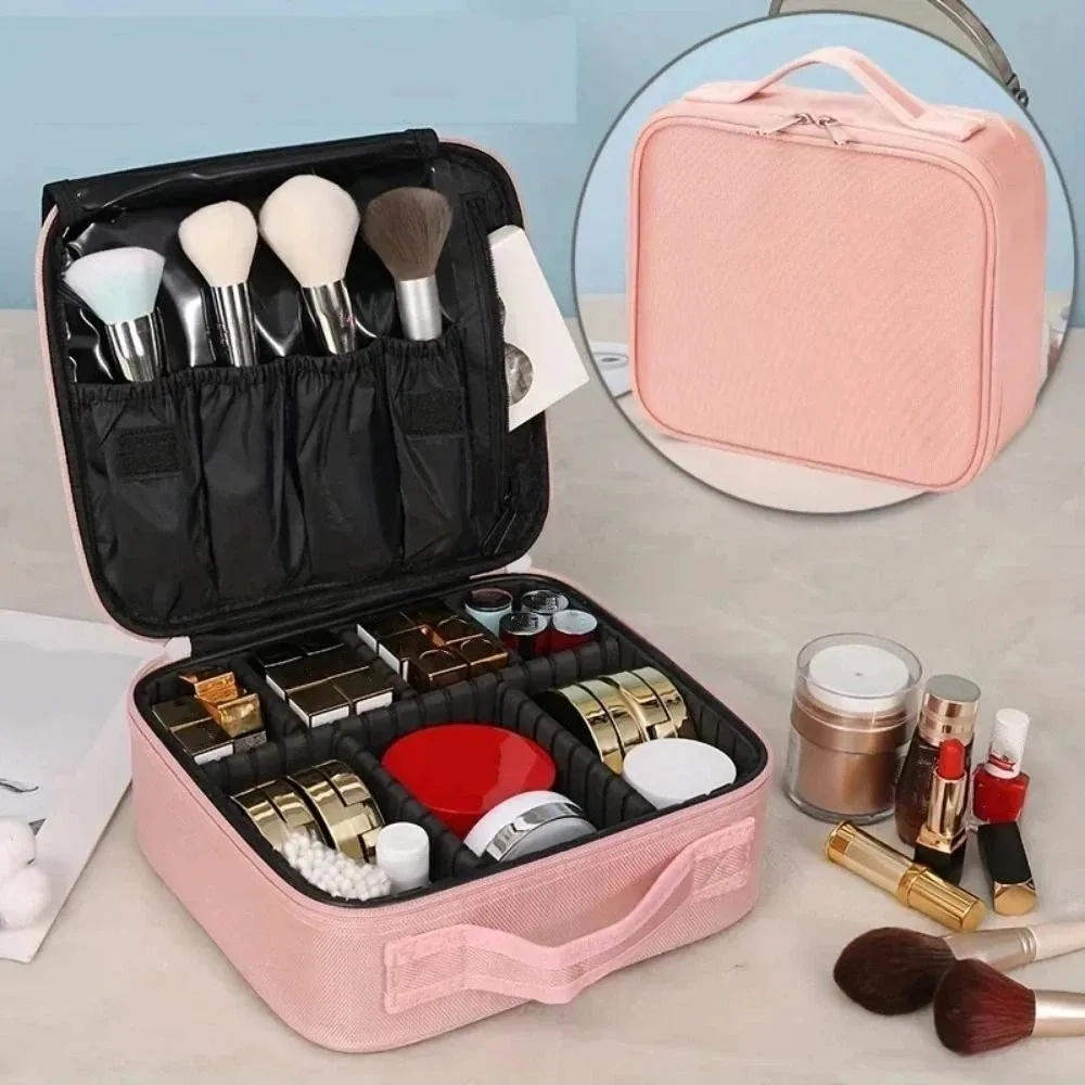 Fashion Makeup Storage Bag Oxford Cloth Portable Cosmetics Storage Box with Dividers Waterproof Women's Makeup Pouch