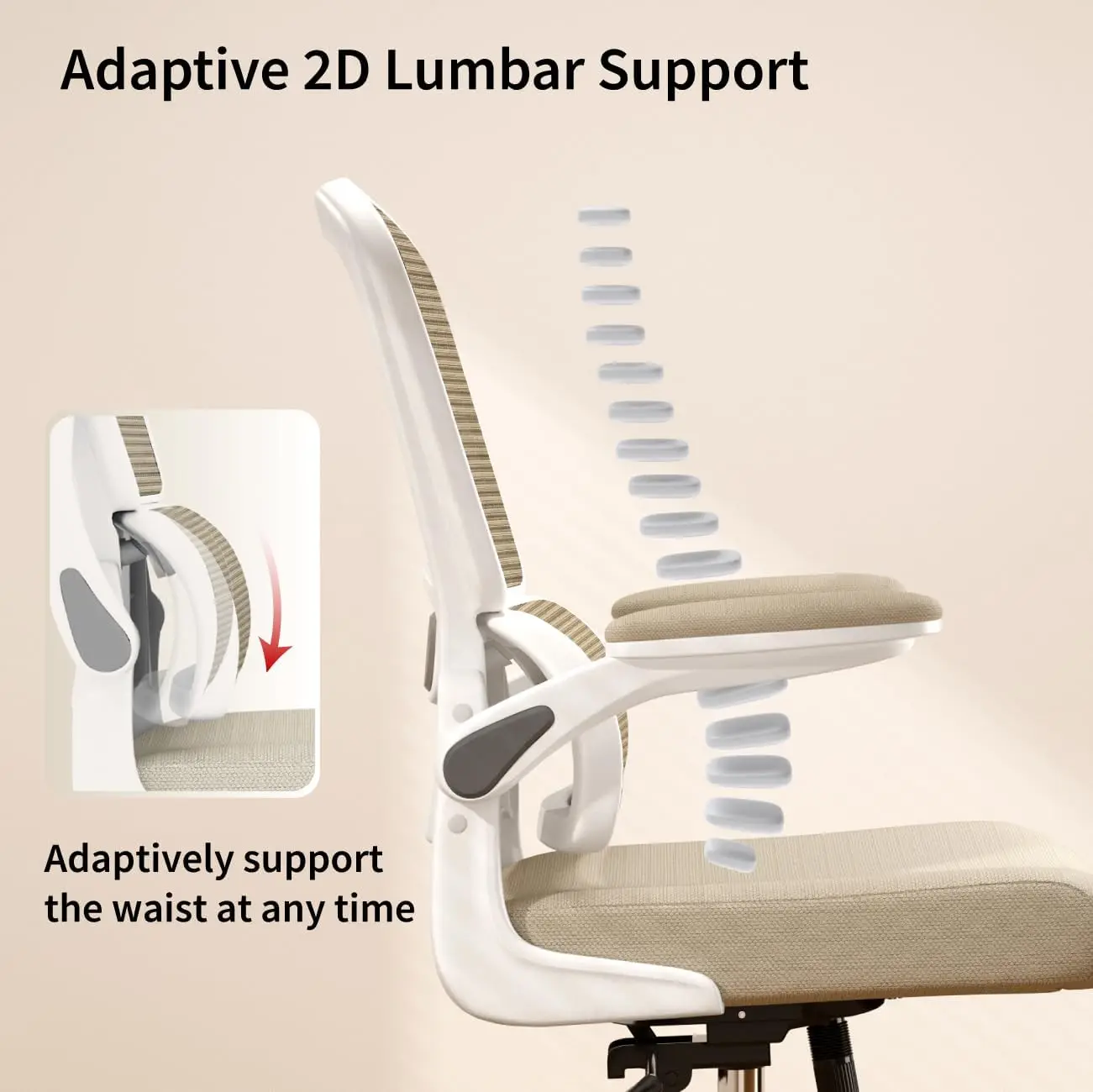 Silla de oficina ergonómica para escritorio, cojín grueso, altura ajustable, soporte Lumbar, reposabrazos abatible