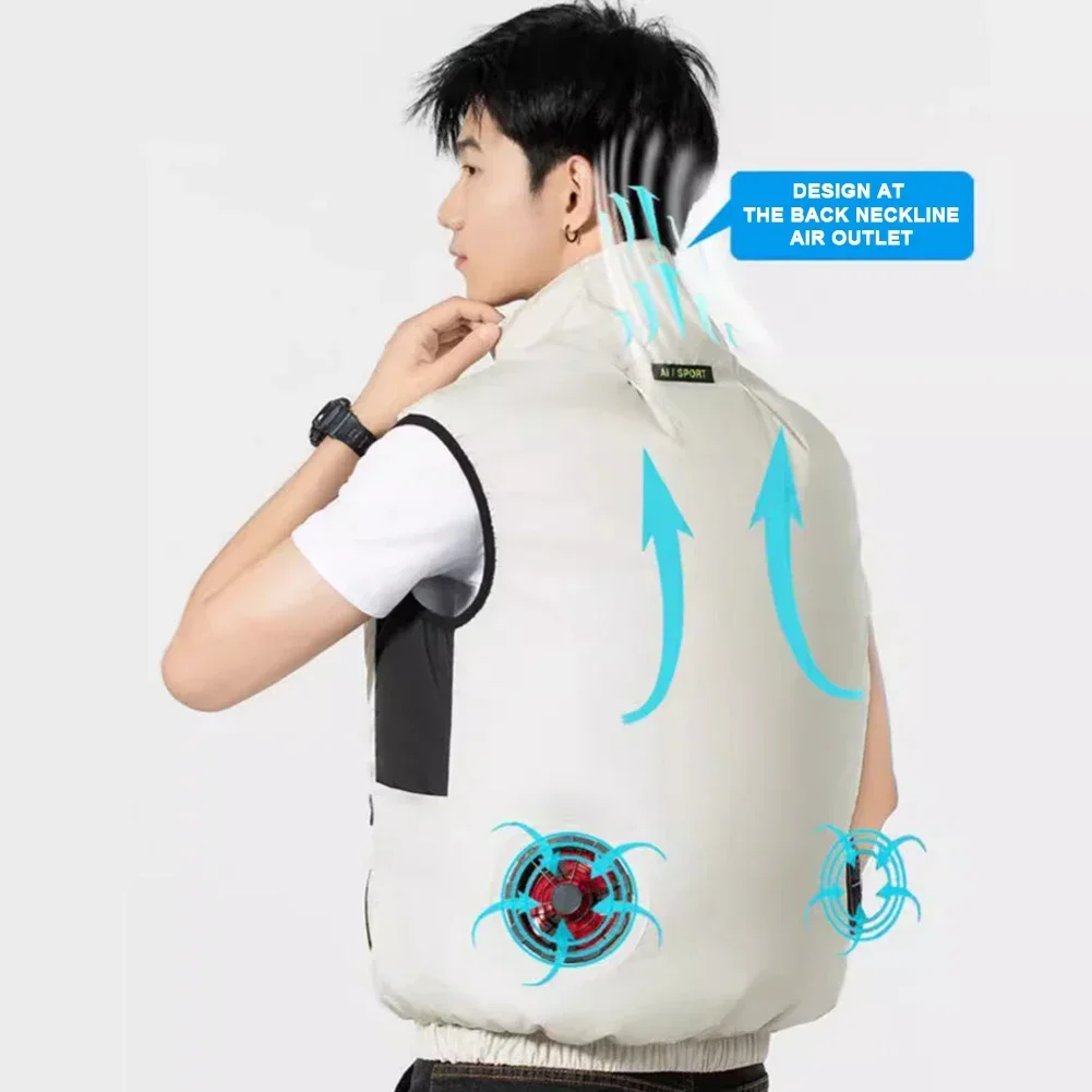 

2025 Cooling Vest Ice Fan Vest Heat Resistant Sleeveless Workwear Breathable Wearable Cooling Fan Vest for Hot Weather Work