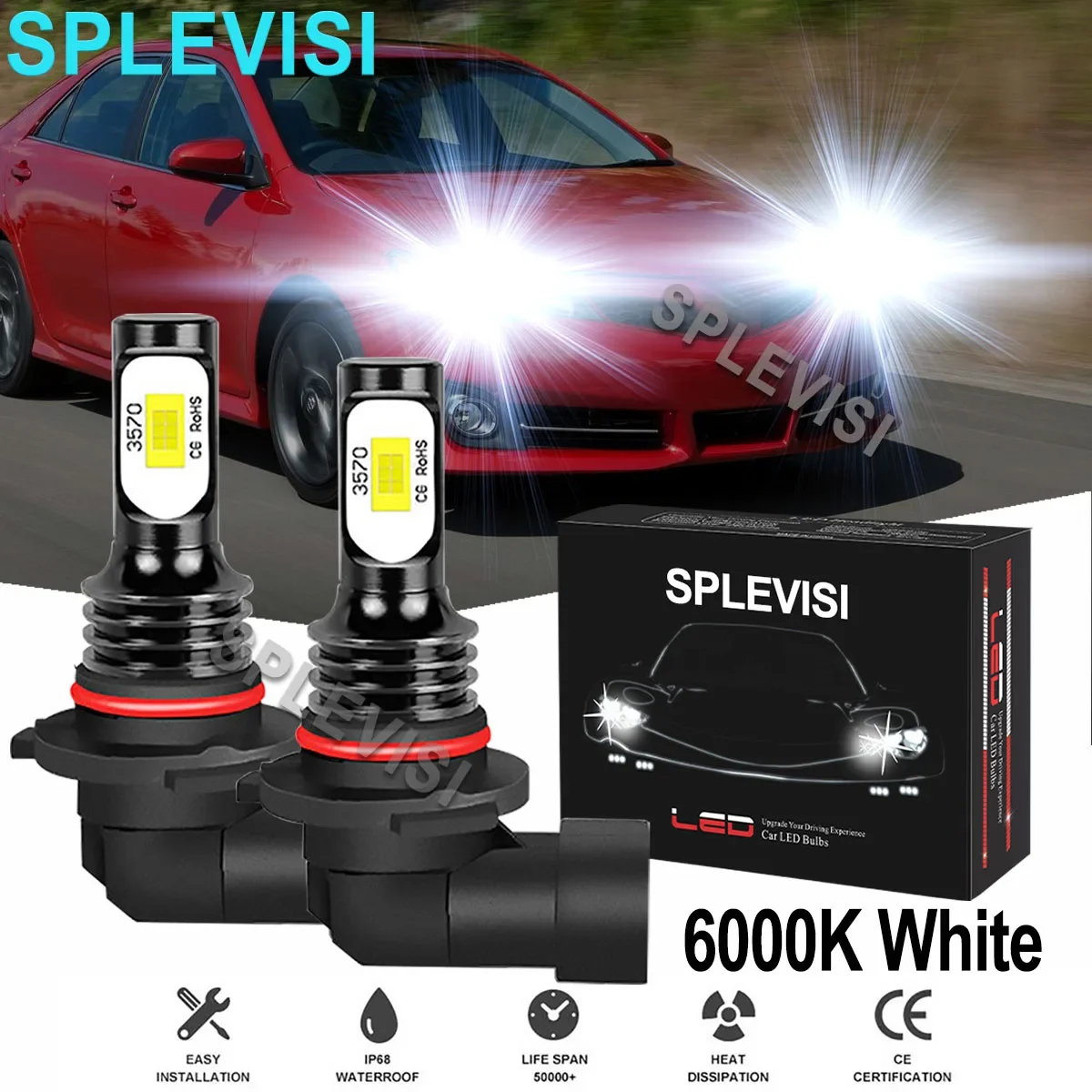 

2x White Car LED Headlight Bulbs 6000K12v For Toyota Camry 2007-2014 Sienna 2006-2009 RAV4 2006 2007-2012