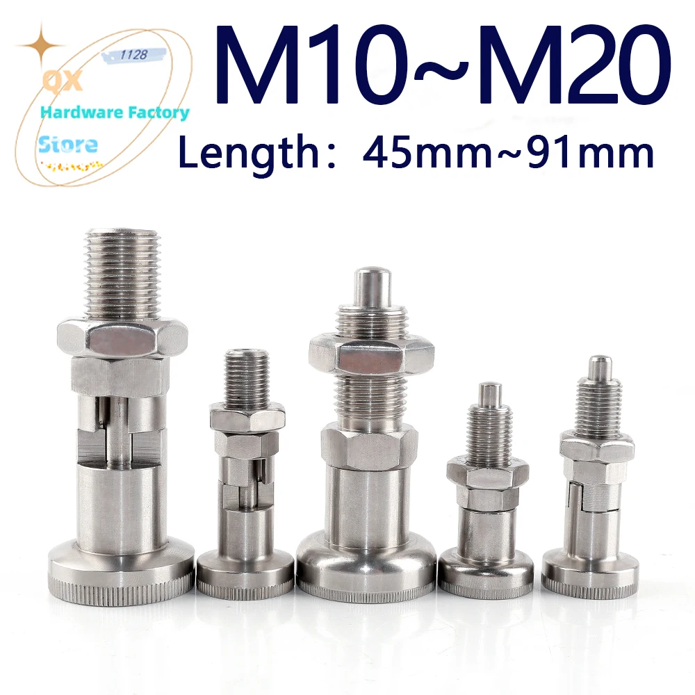 High Precision All Stainless Steel Index Pin Extendable Spring Pull Pin Self-Locking/Reset Knob Plunger Positioning Pin With Nut
