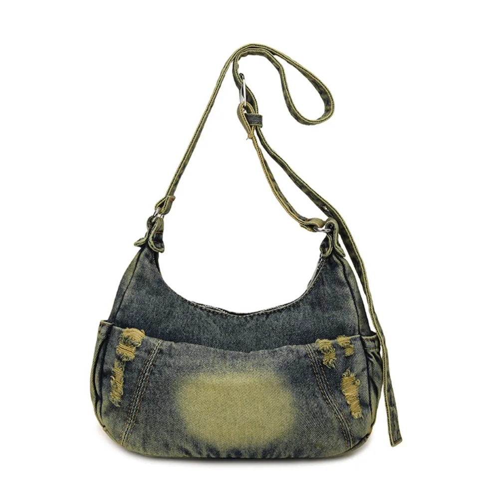

Модная повседневная ковбойская сумка для пельменей в американском стиле, ретро джинсовая сумка-тоут с регулируемым ремешком, Harajuku, повседневная женская сумка подмышками