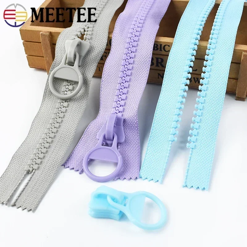 2/5Pcs 10# Meetee 20/25/30cm Colorful Large Resin Zippers Bag Clothes No Endless Zip Lock Pencil Case Decorative Zips Repair Kit