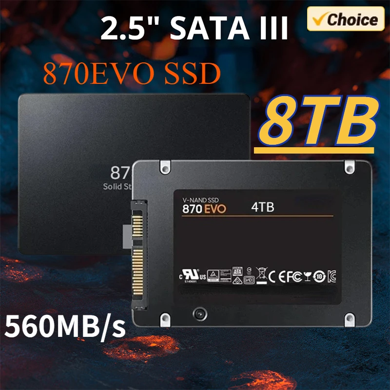 

Newest 870EVO 1TB 2TB 4TB 8TB Internal Solid State Drive SATA 3.0 SSD 2.5 Inches 560MB/s Hard Disk for Desktop Laptop PS4 PS5 PC