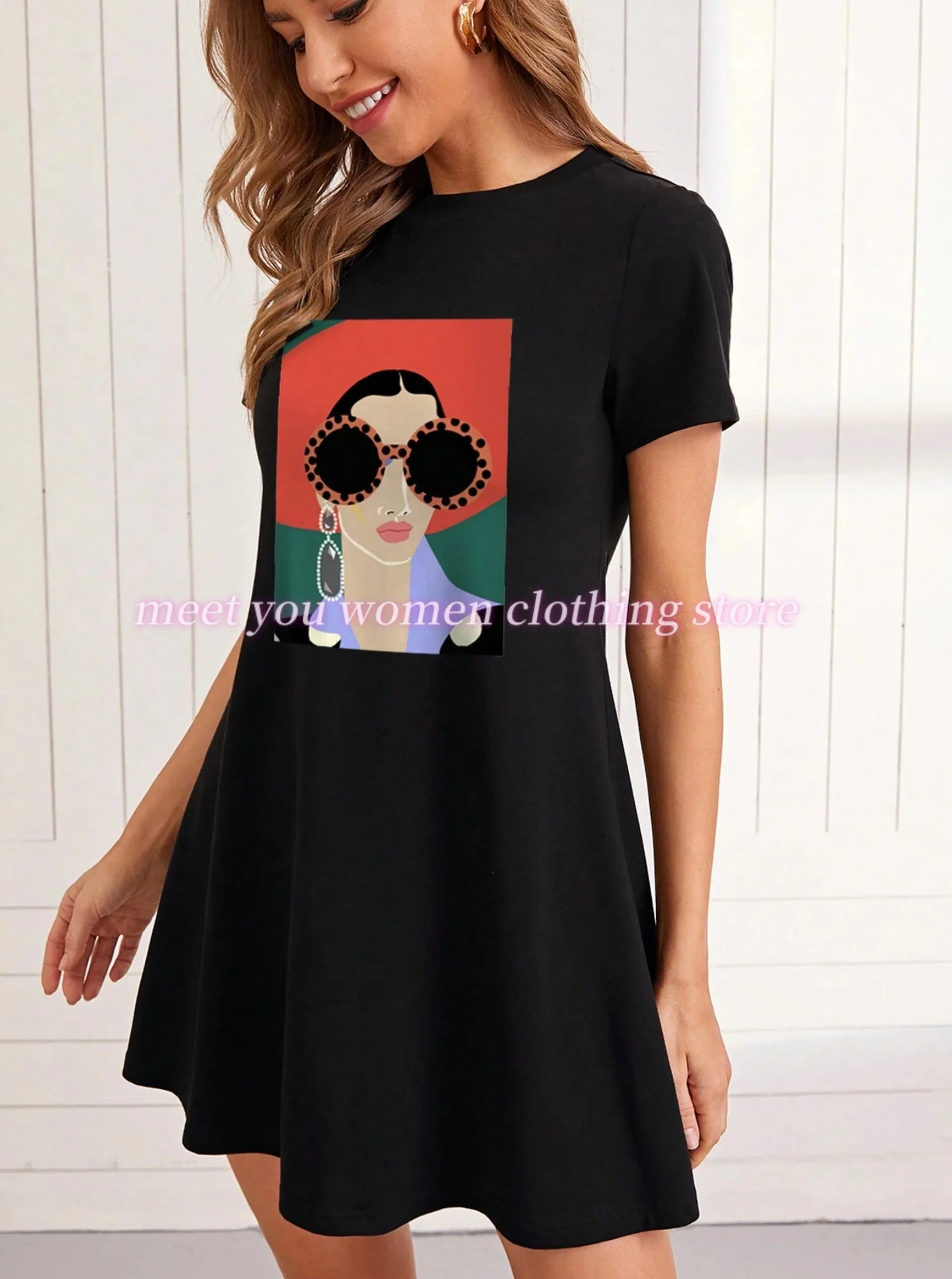 2025 女性のナイトガウン夏半袖睡眠ラウンドネックカジュアル Tシャツドレス寝間着ホーム服パジャマ & ラウンジウェア