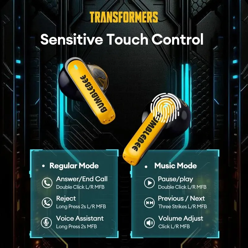 Choice Transformers TF-T01 Wireless Bluetooth Earphones Headphones Outdoor Sports Headset 5.3 With Touch Control Muisc Earbuds image 5
