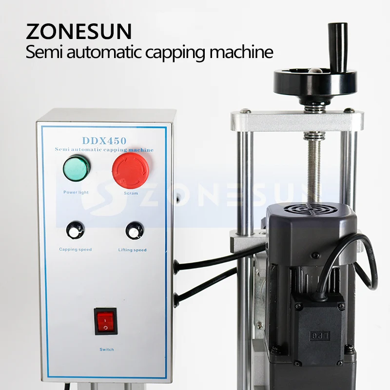 ZONESUN Semi Automatic Electric Bottle Cap Capping Machine Screw Capper Bottle Cap Sealer Chuck 10-50mm ZS-XG450