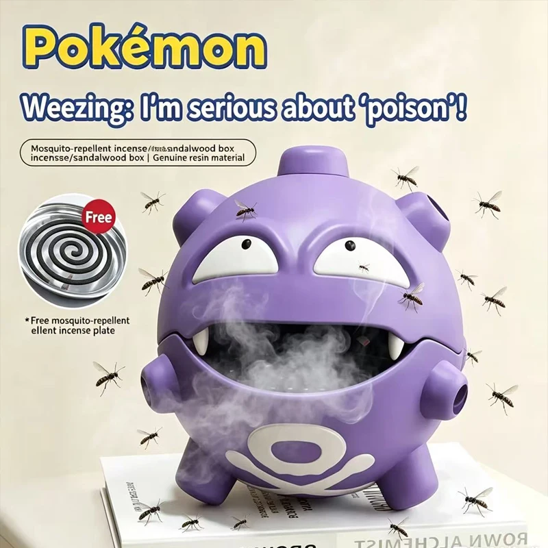 Soporte para espirales antimosquitos de dibujos animados Koffing, figura de anime Gastly, soporte de incienso para interiores, figura linda de Grimer para dormitorio, decoración de escritorio y coche, juguete de gas