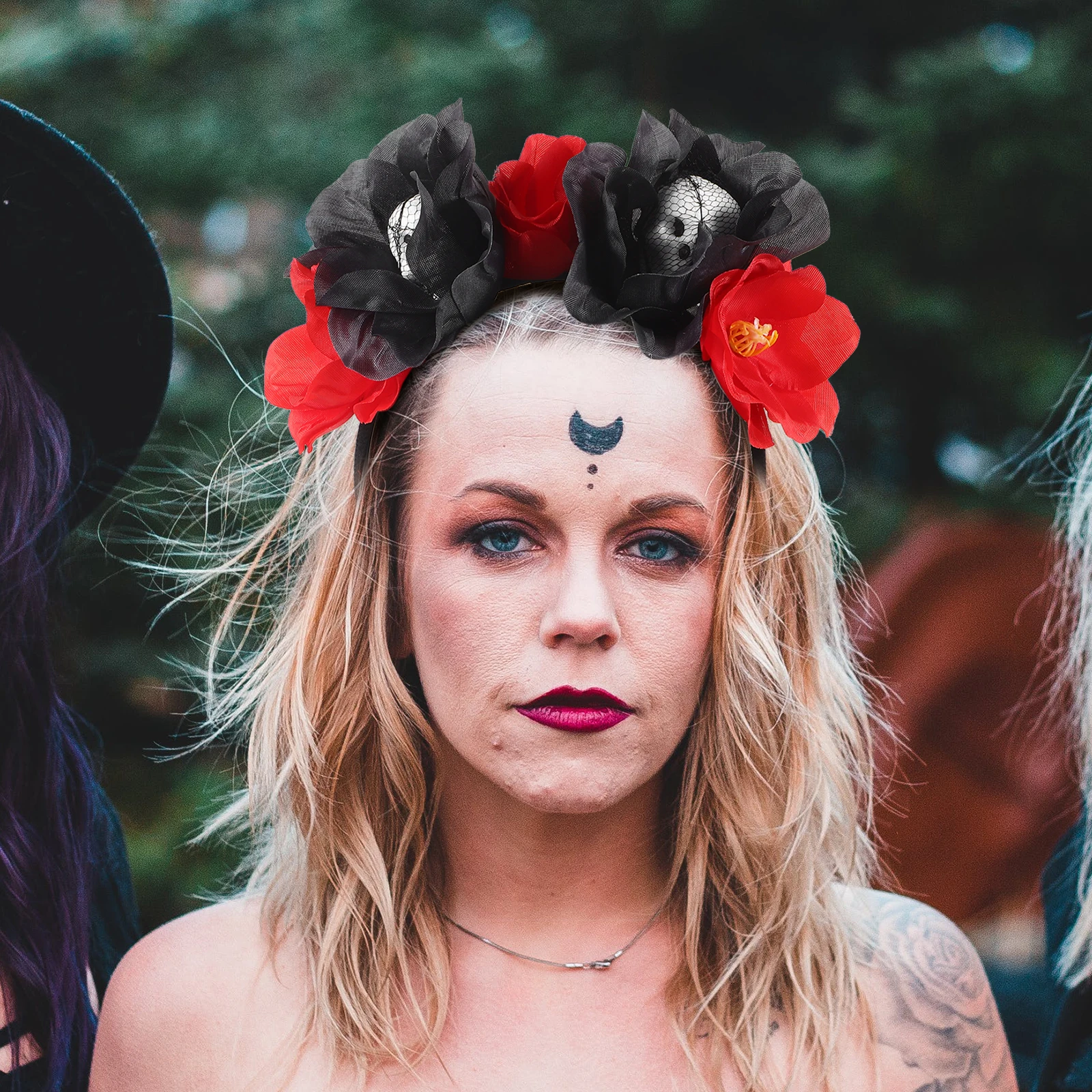 

Floral Crown Skull Headband Hair Bands Halloween Flower Headpiece Accessories