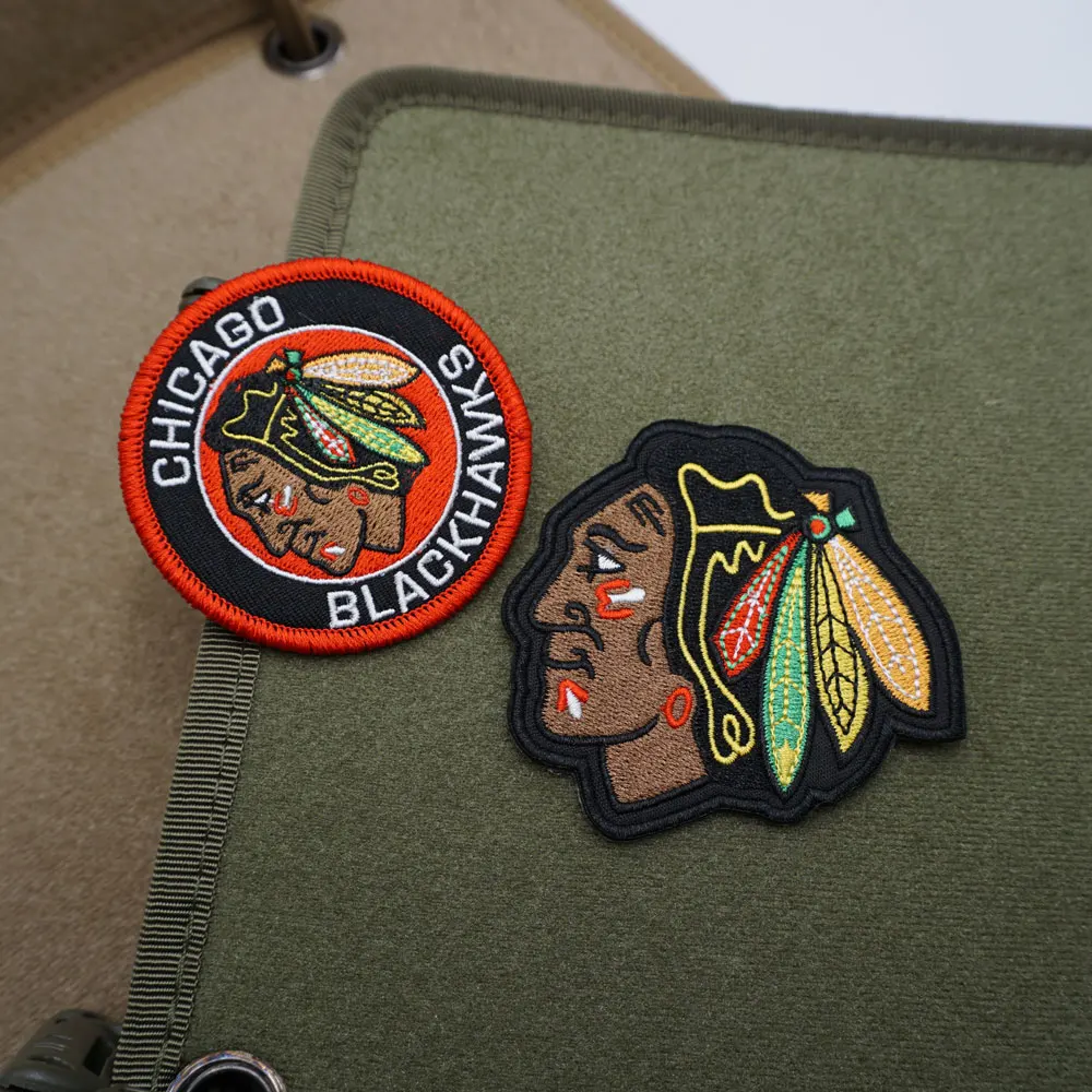 Chicago ice hockey team logo,High quality embroidery patches,Tags and badges with hooks ,for clothing ,hats and backpacks