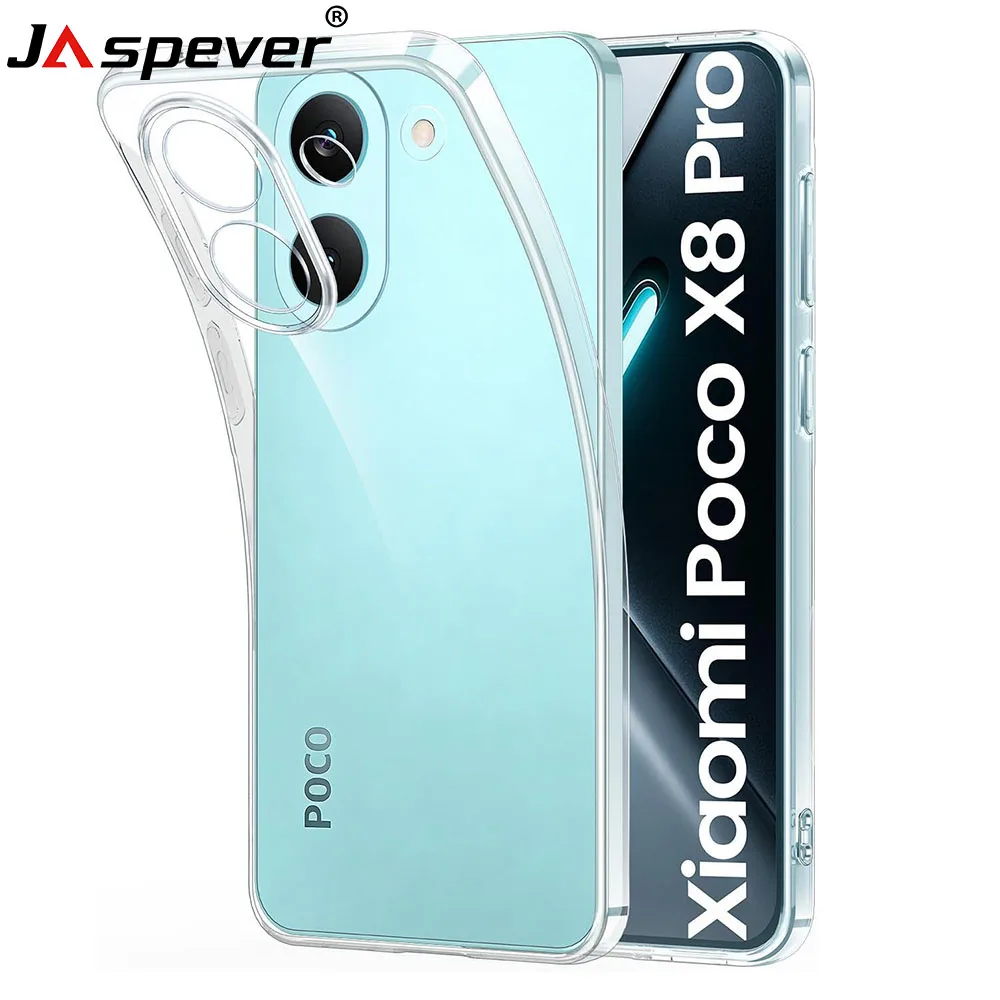Capa de Silicone Ultrafina e Macia para Xiaomi Poco F8 F7 Ultra F6 F5 X5 X6 X7 X8 Pro Max, Capa Transparente de Silicone TPU para PocoX8ProMax