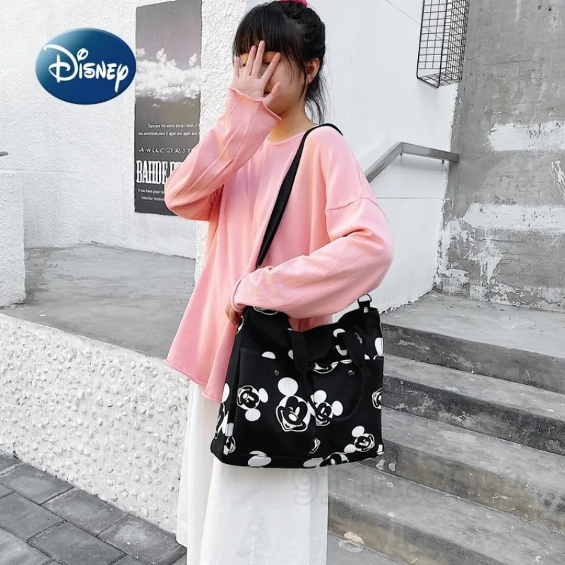 Disney Mickey yeni kız çanta karikatür kız bir omuz Crossbody lüks marka kız çocuk çantası tuval moda büyük kapasiteli