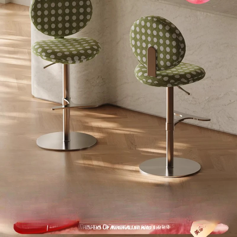 

Rotatable lifting metal high chair, wabi-sabi fabric home restaurant island chair