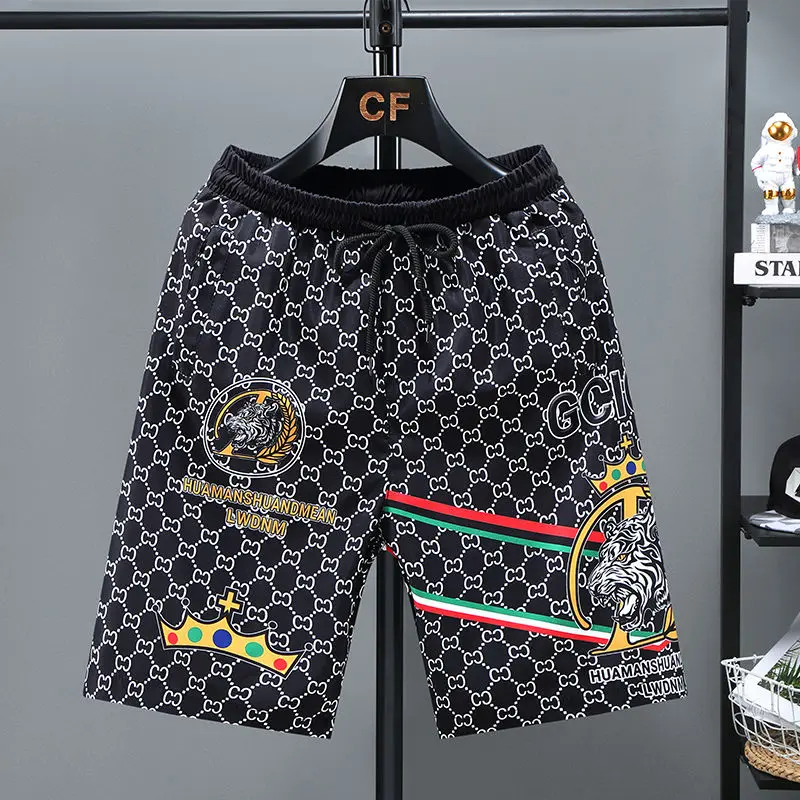 

Fashion trend trendy brand beach pants men's shorts printed outer wear new sports summer quick drying casual