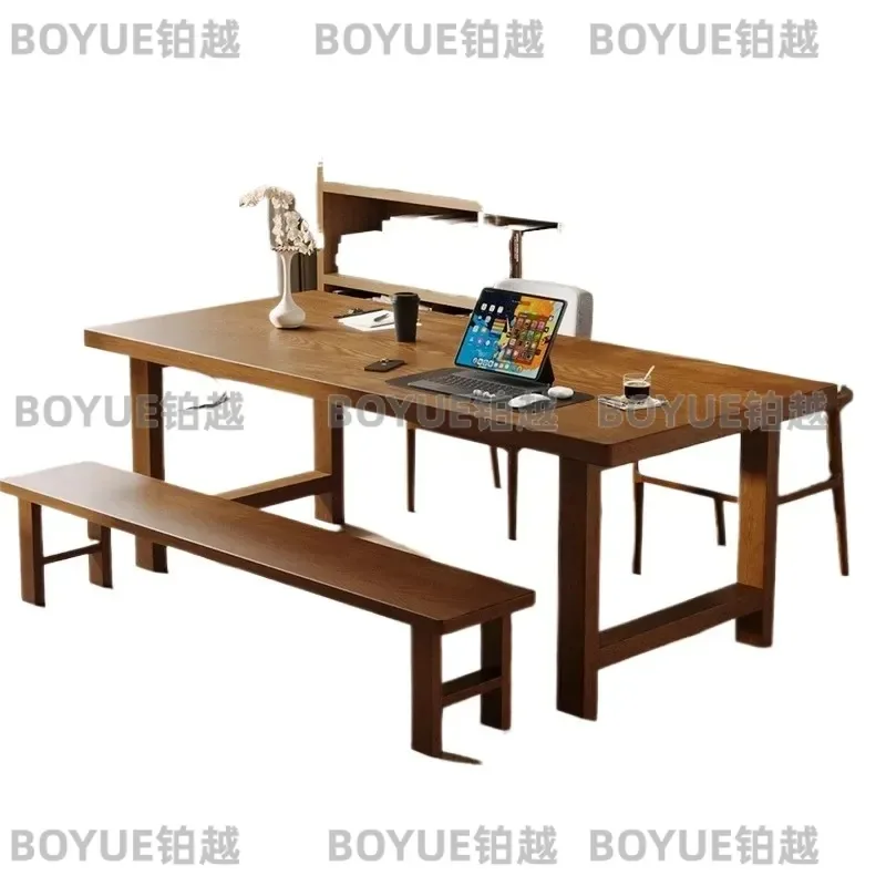 Solid Wood Ash Desk for Living Room Simple Long Study Table for Kids Reading Home Office Workbench Minimalist Furniture