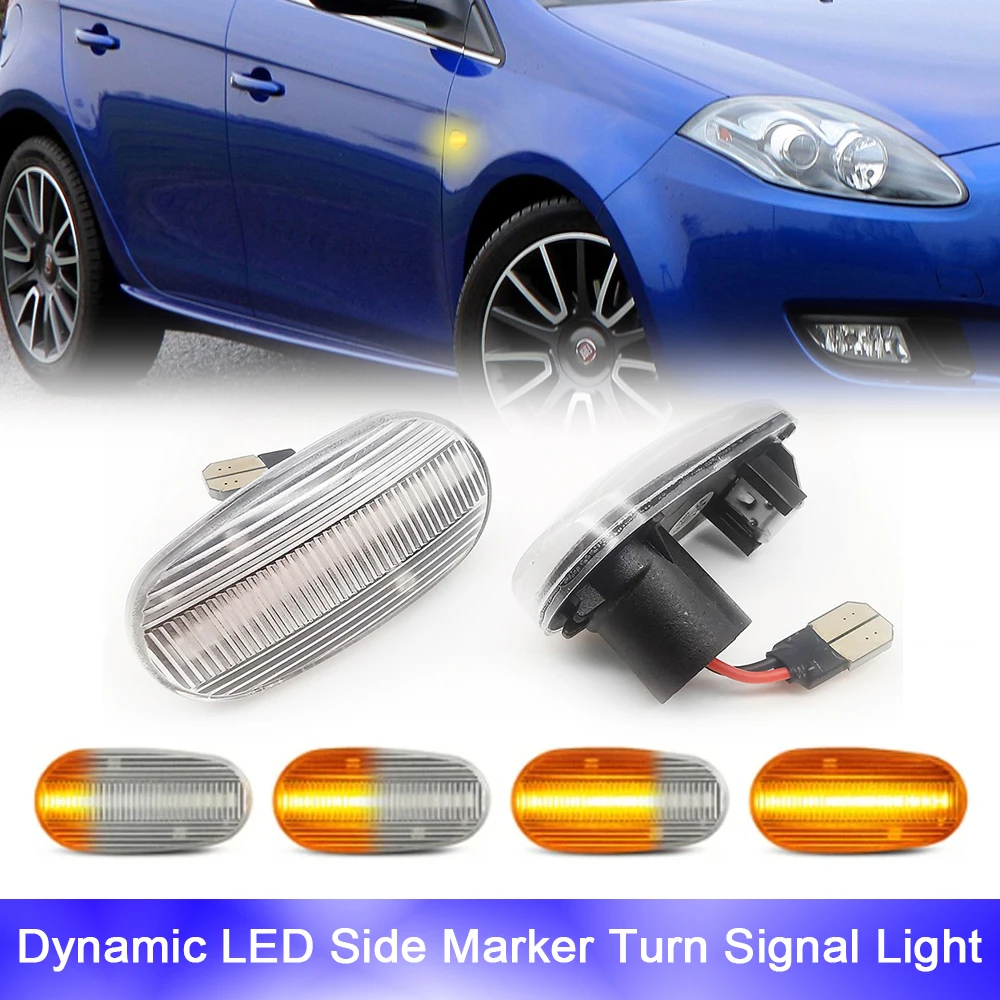 

For Alfa Romeo 147 GT MiTo Fiat Bravo MK2 Repeat Seqeuntial Blinker Front Fender LED Side Marker Lights No Error Car Indicator