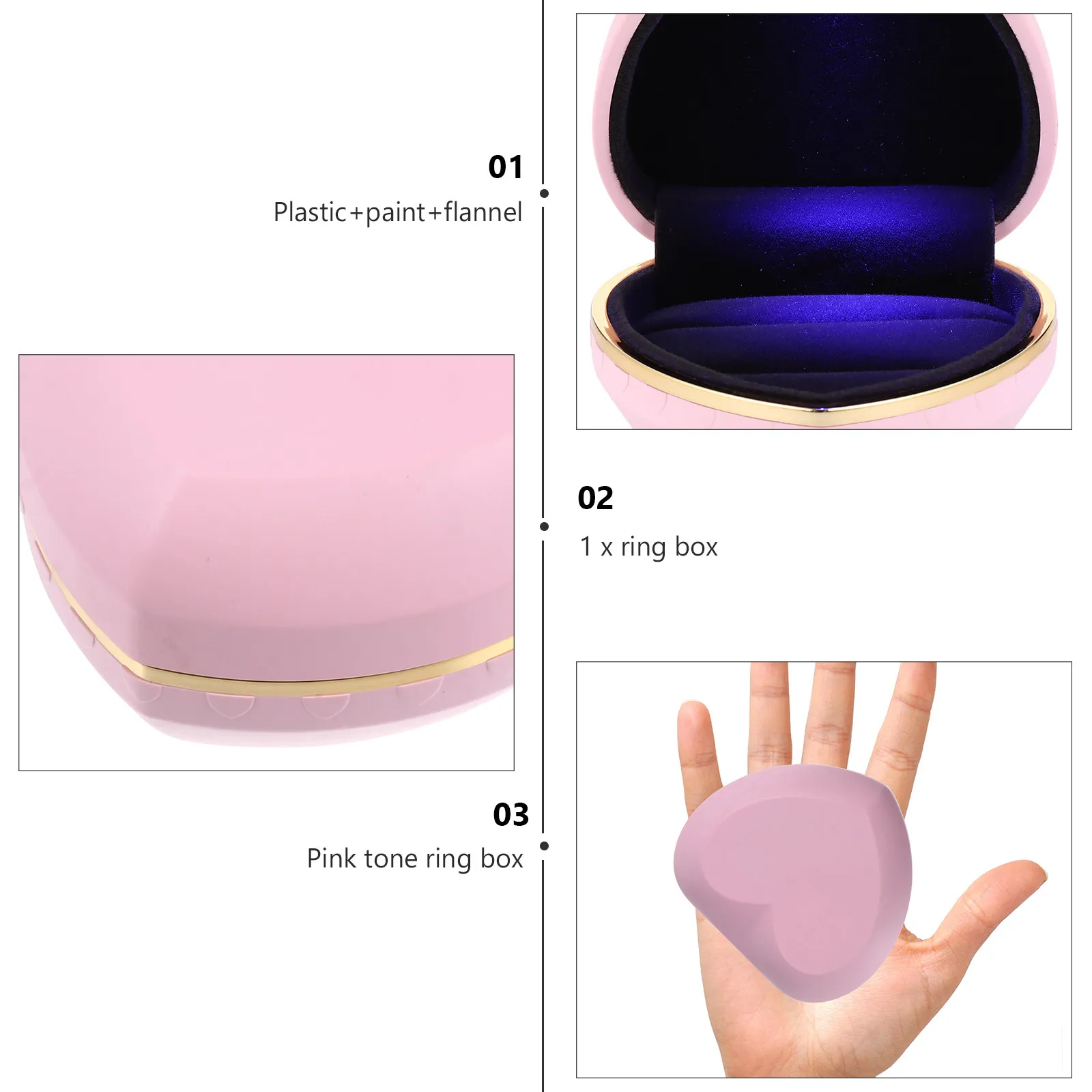 

Шкатулка для украшений в форме сердца со светодиодной подсветкой, 1 шт., для хранения колец, подарок для предложения руки и сердца, изысканное исполнение, элегантный цвет, защита от царапин