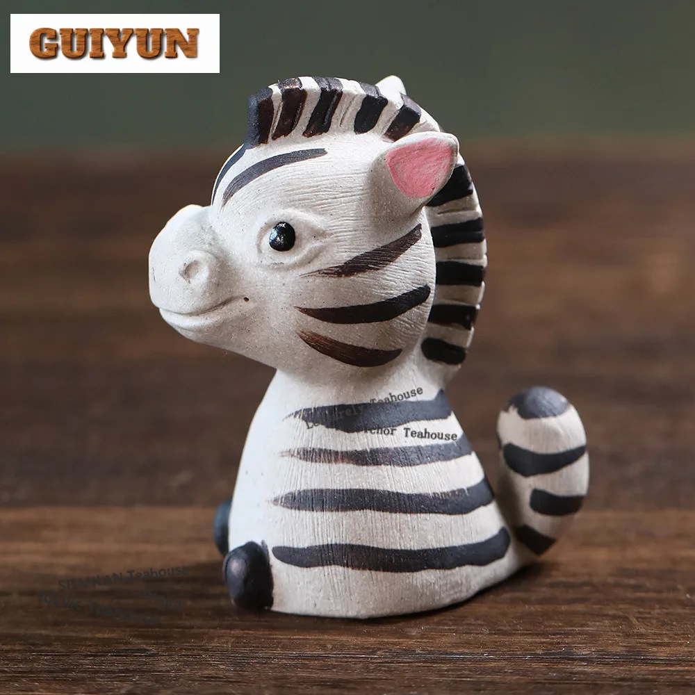 Yixing Purple Clay Zebra Tea Pet Retro Tea Sculpture Tea Figurine Play Toys Tea Statue Ornaments Desktop Supplies Workmanship