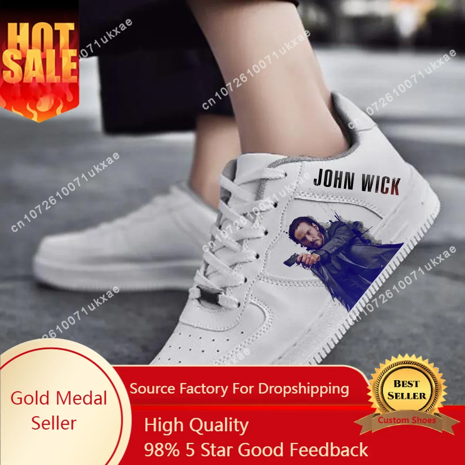 

John Wick Keanu Reeves AF Basketball Mens Womens Sports Running High Quality Flats Force Sneakers Lace Up Mesh Customized Shoe