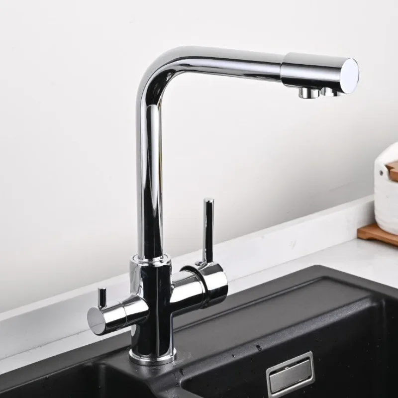 All Copper Material Water Filter Kitchen Faucet Drinking Water 3in1 Rotatable Water Purification Feature Taps For Kitchen Sink