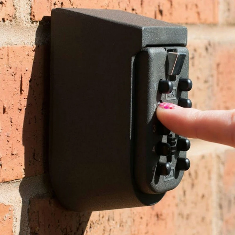 Caja fuerte para llaves montada en la pared, cerradura de combinación de 10 dígitos, resistente a la intemperie, almacenamiento antirrobo para uso doméstico y exterior